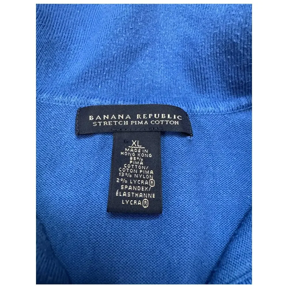 Vintage BANANA REPUBLIC Pima Cotton Polo Shirt in Blue Size XL Mens Short Sleeve